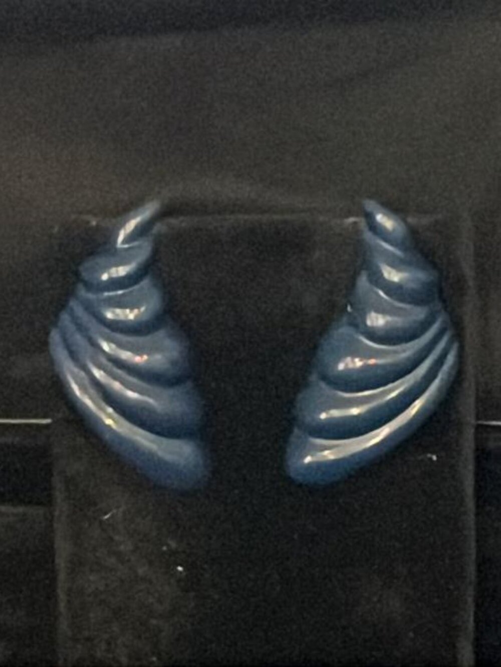 Napier Dark Blue Ridged Screw Back Clip-On Earrings